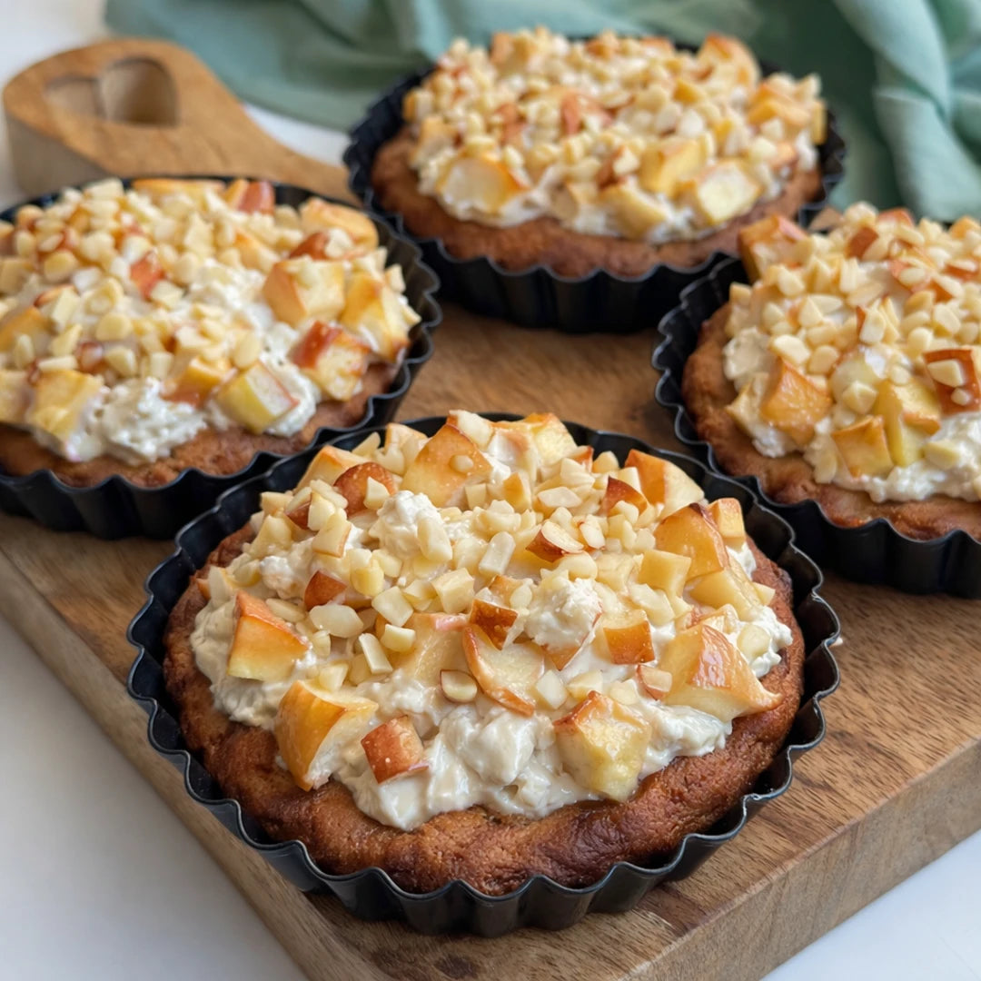 Kohlenhydratreduzierte Apfel-Topfen-Mini-Pie ohne Mehl, im Airfryer gebacken