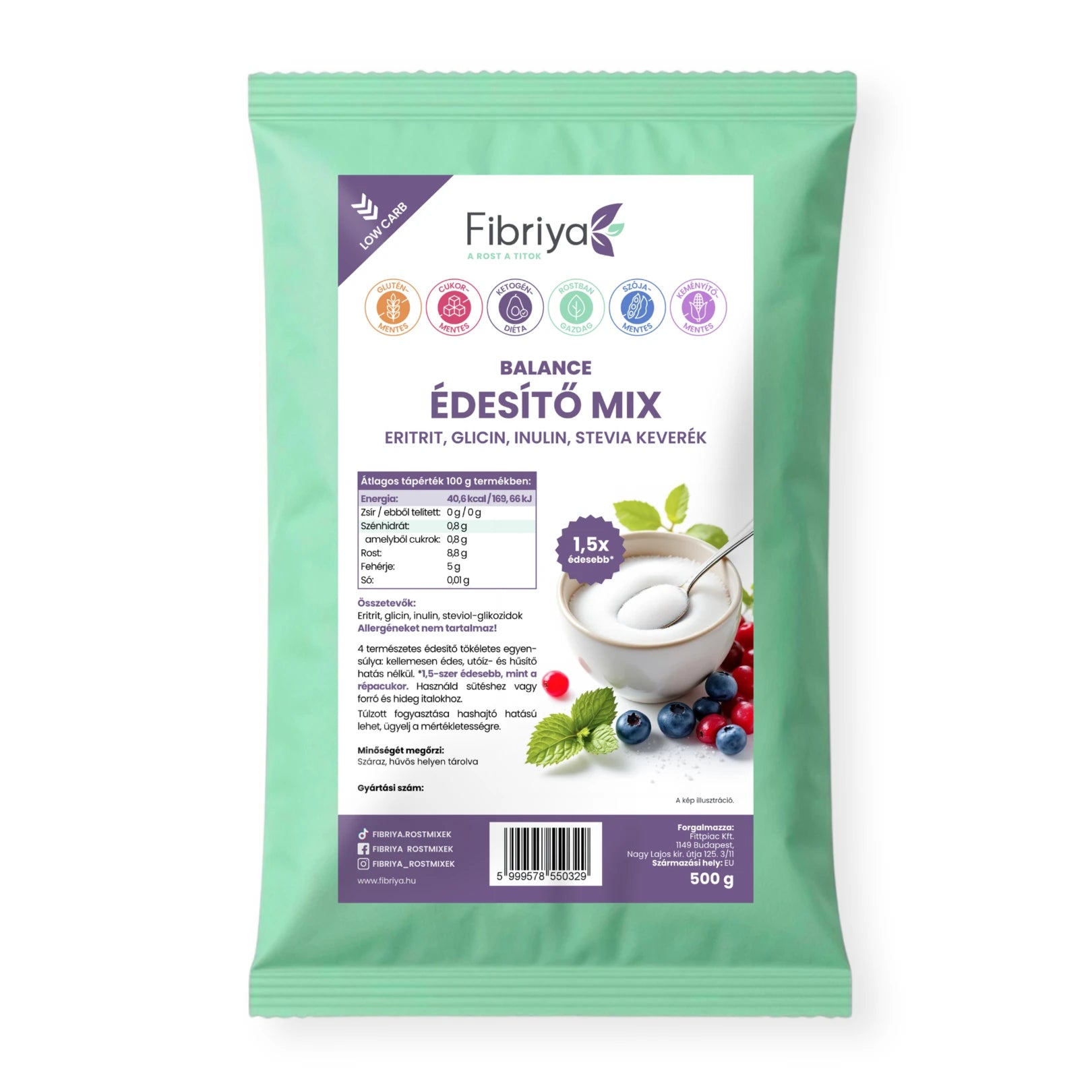 Fibriya Balance sladidlo – erytritol, glycín, inulín, stévia 500g