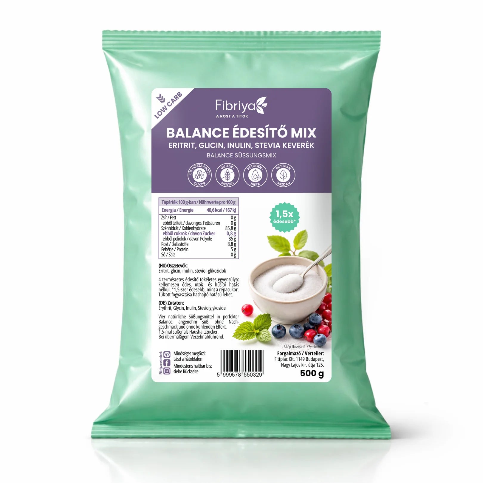 Fibriya Balance sladiaca zmes – erytritol, glycín, inulín, stévia 500g