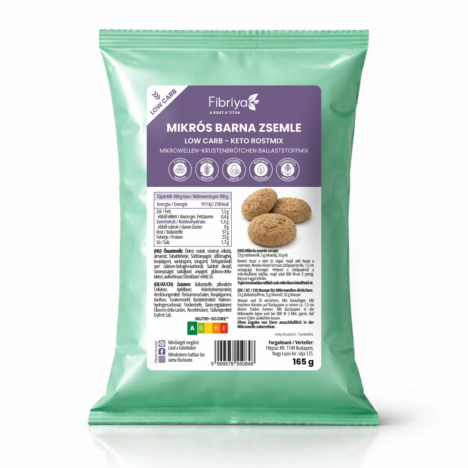 Fibriya tmavá žemľa z mikrovlnky – nízkosacharidová keto vlákninová zmes 165g