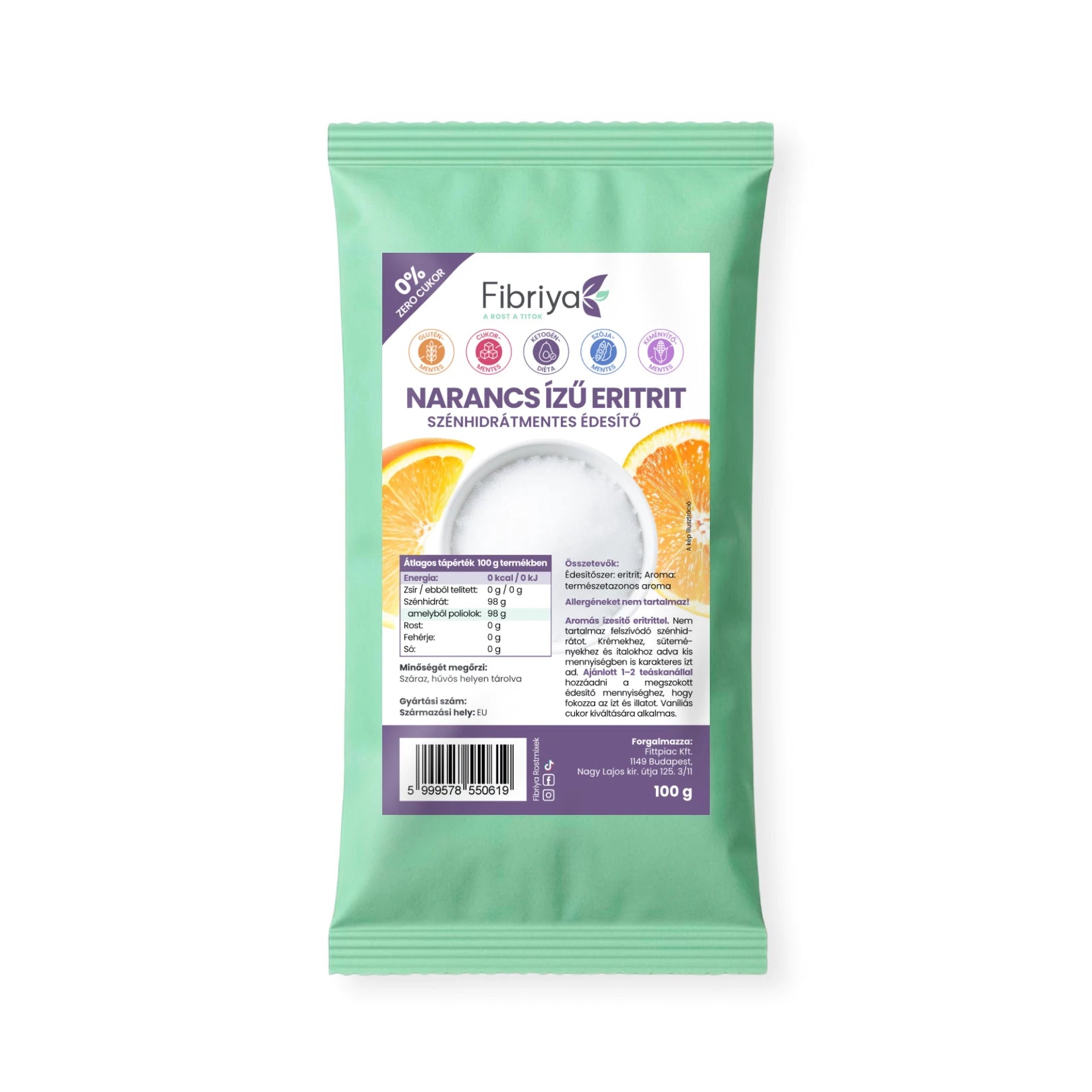 Fibriya Erytritol Pomaranč – Sladidlo bez sacharidov 100g