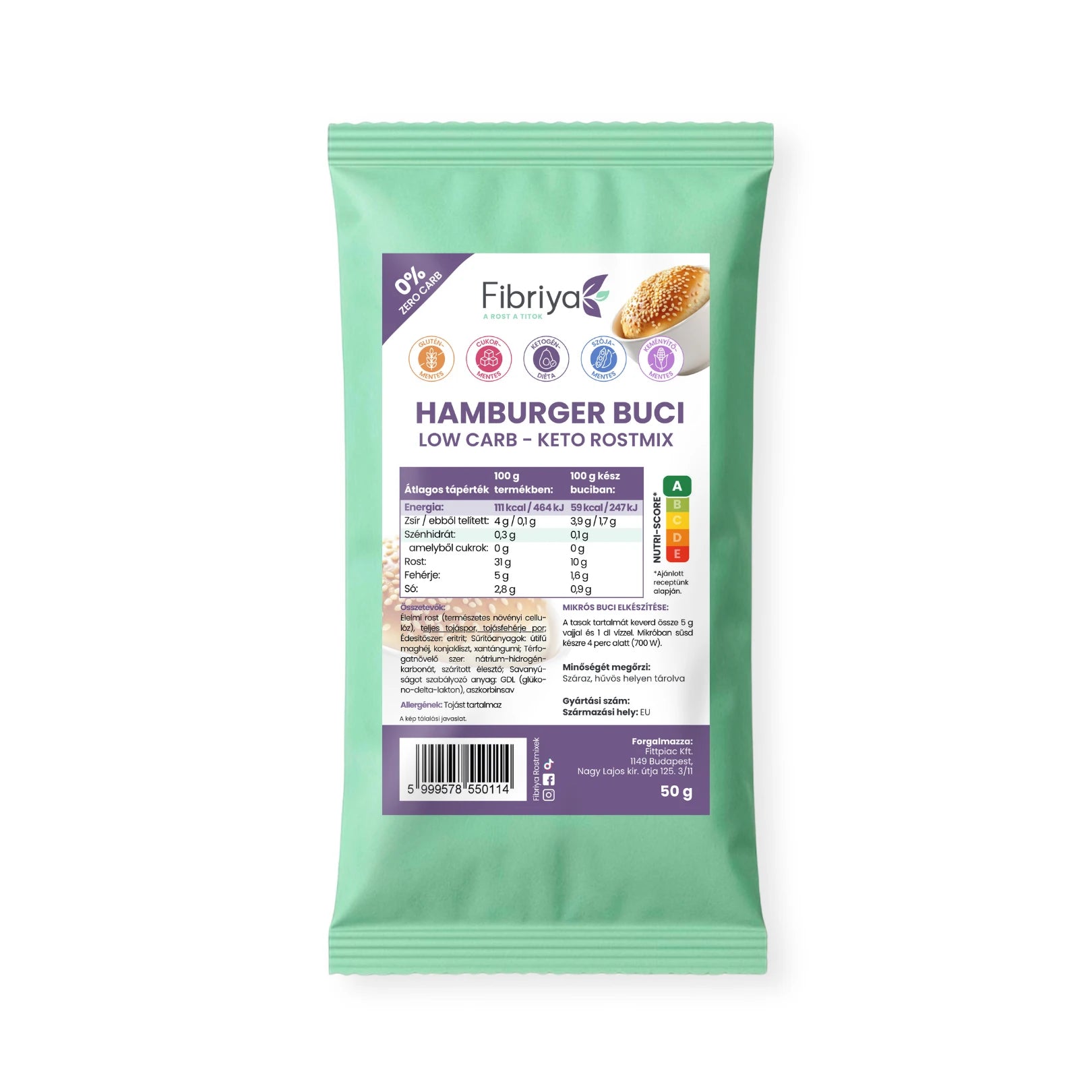 Fibriya Hamburger žemle – Low-Carb Keto Mix 50 g