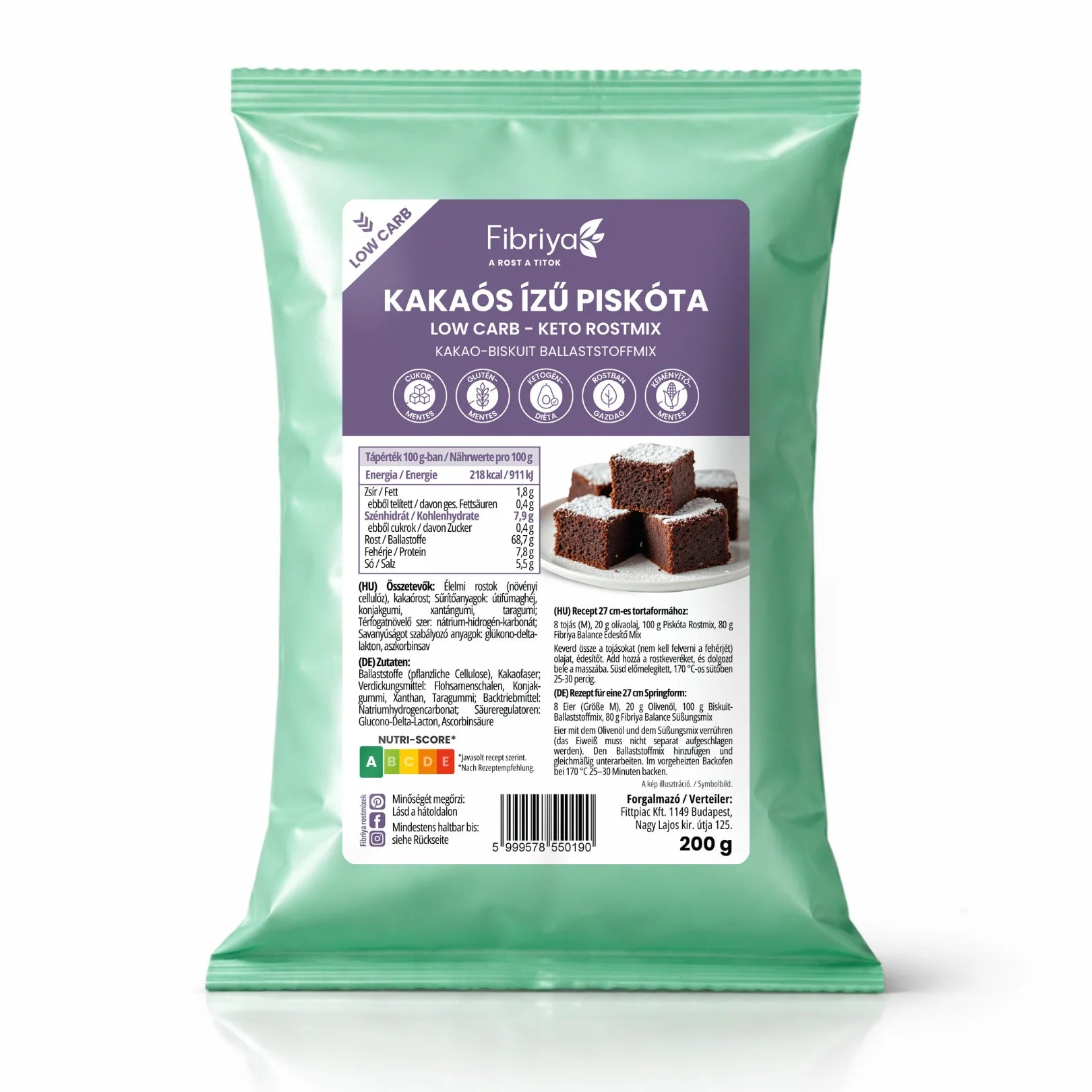 Fibriya kakaový biskvit – nízkosacharidová keto vlákninová zmes 200g