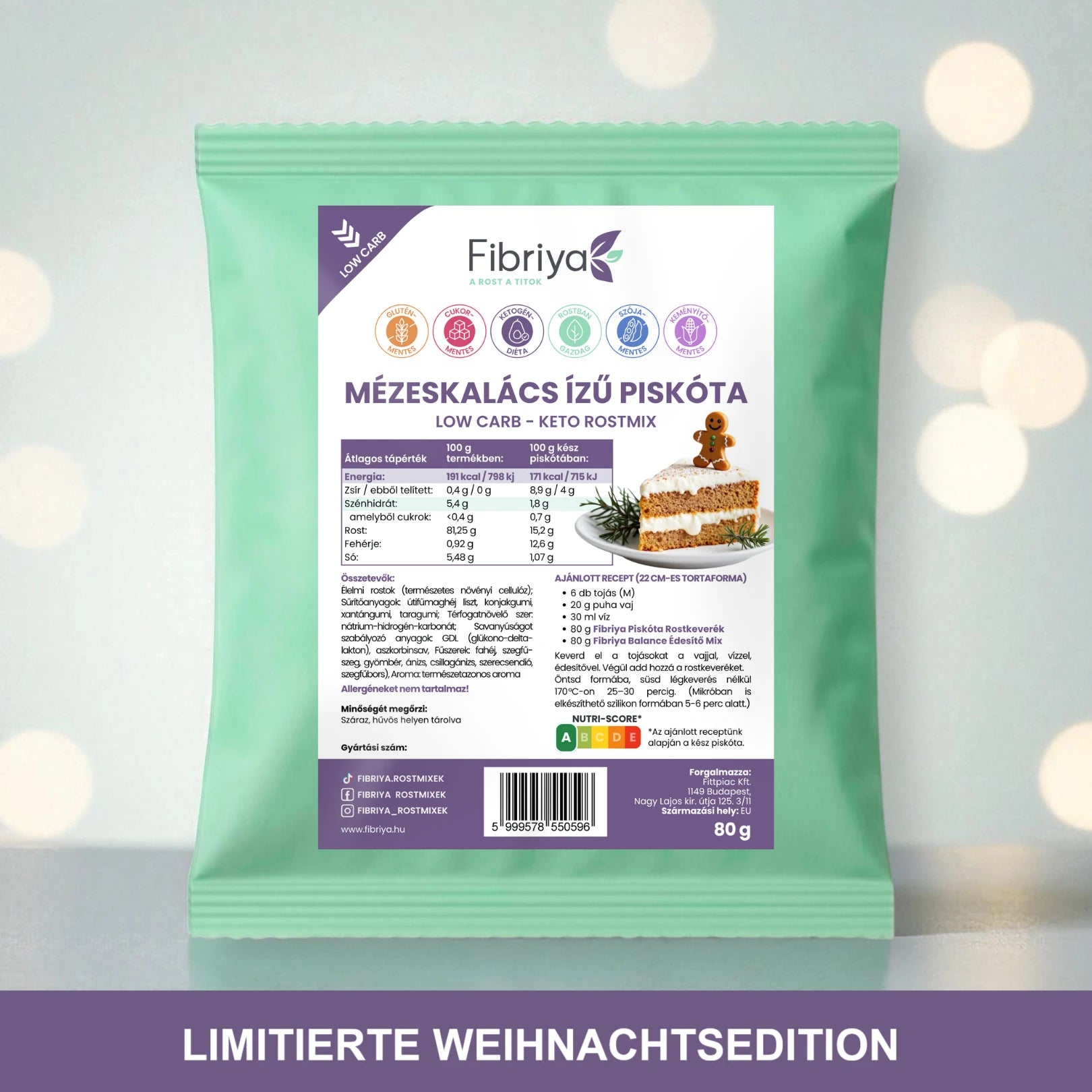 Fibriya perníkový biskvit – nízkosacharidová keto vlákninová zmes 80g