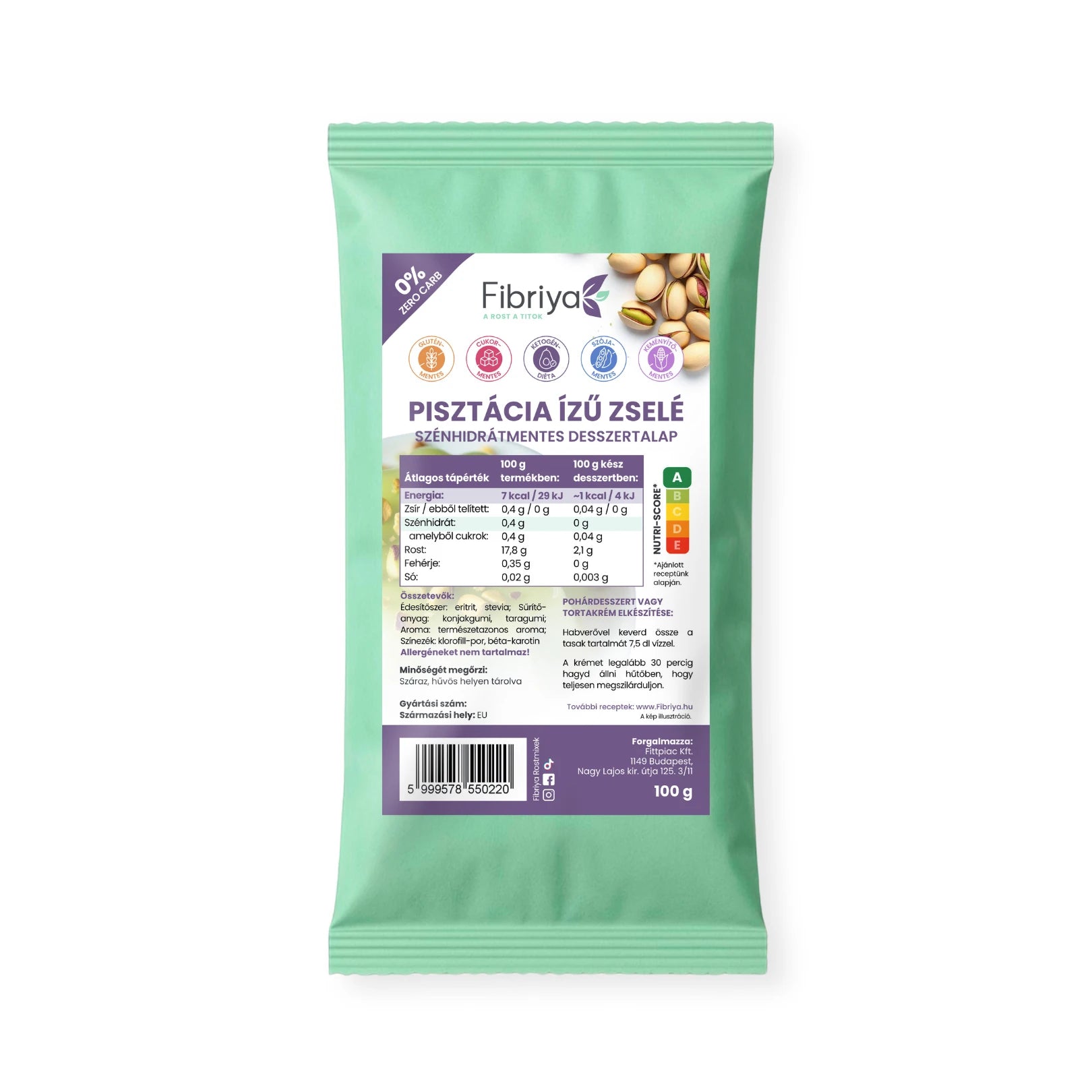 Fibriya Pistazien-Gelee – Kohlenhydratfreie Dessertbasis 100g
