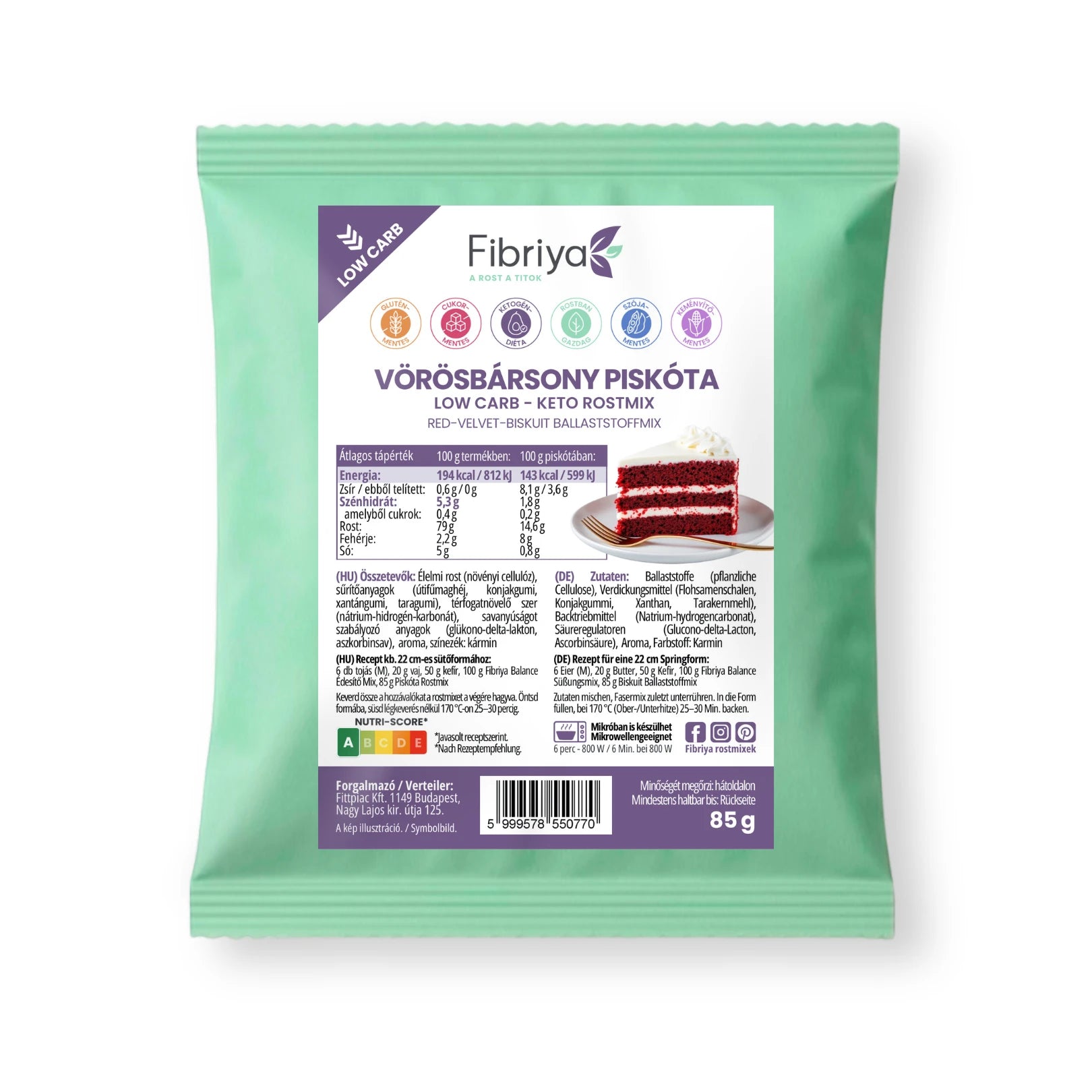 Fibriya red velvet biskvit – nízkosacharidová keto vlákninová zmes 85g
