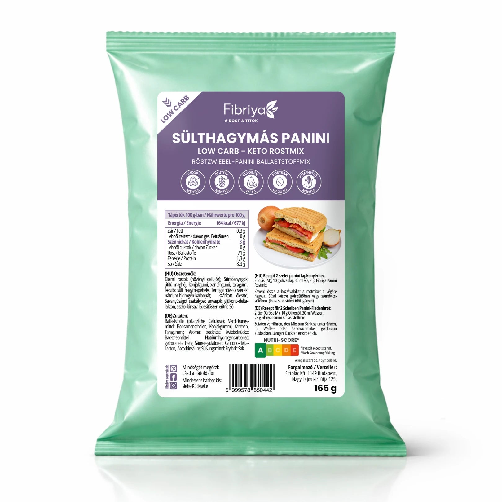 Fibriya Panini s praženou cibuľou – Low-Carb Keto zmes vlákniny 165g
