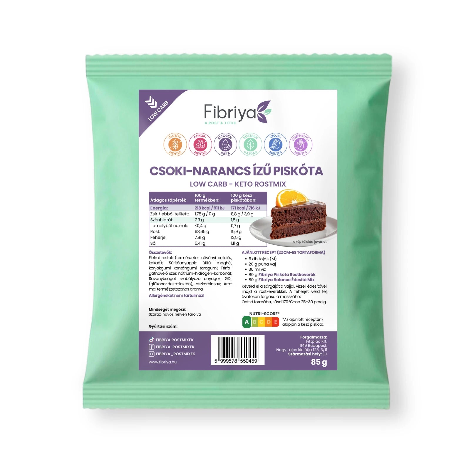 Fibriya Čokoládovo-pomarančová sušienka – Low-Carb Keto vlákninová zmes 85 g