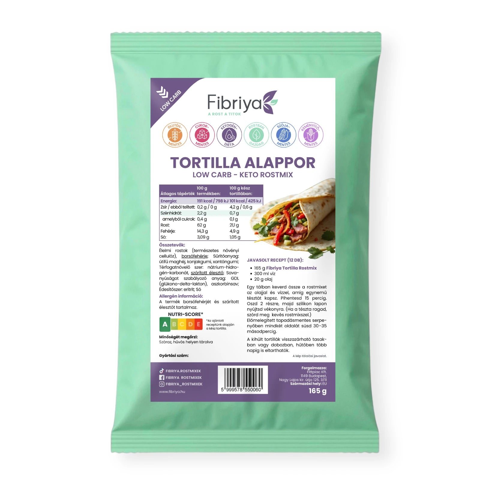 Fibriya Tortilla – nízkosacharidová keto zmes vlákniny 165g