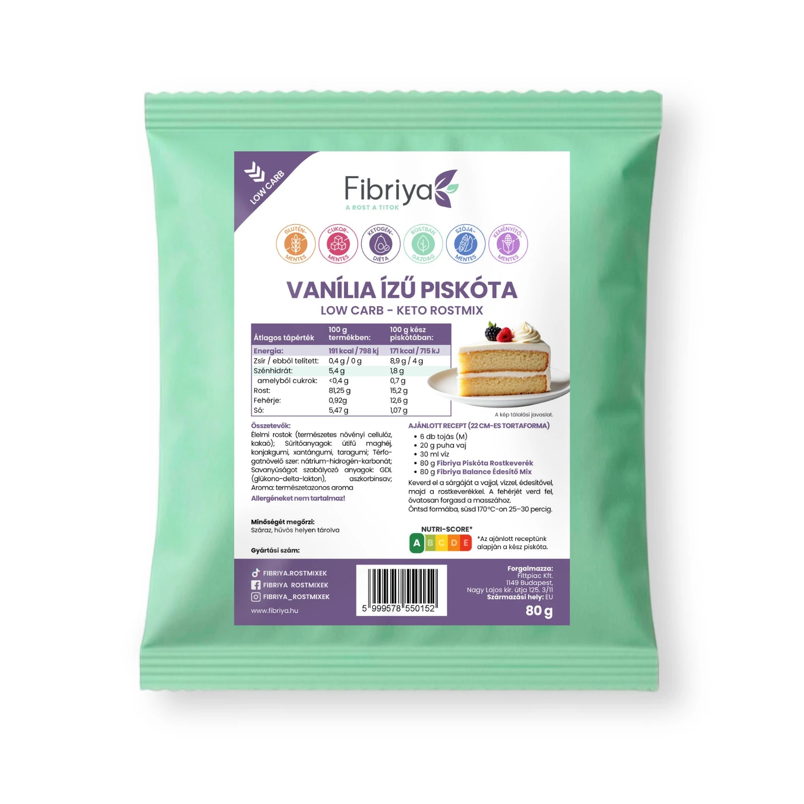 Fibriya Vanille-Biskuit – Low-Carb Keto Ballaststoffmix 80g