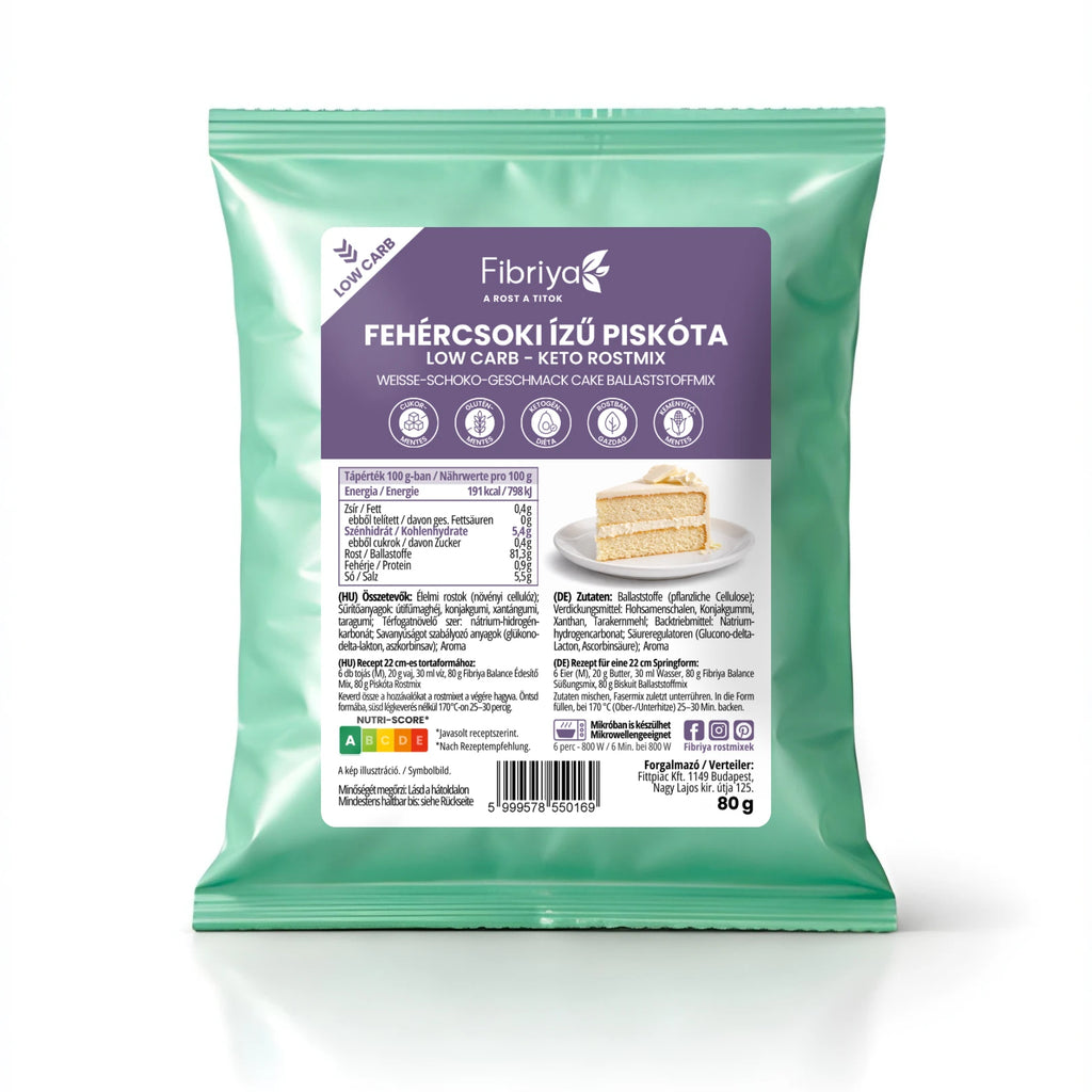 Fibriya biskvit s príchuťou bielej čokolády – nízkosacharidová keto vlákninová zmes 80g