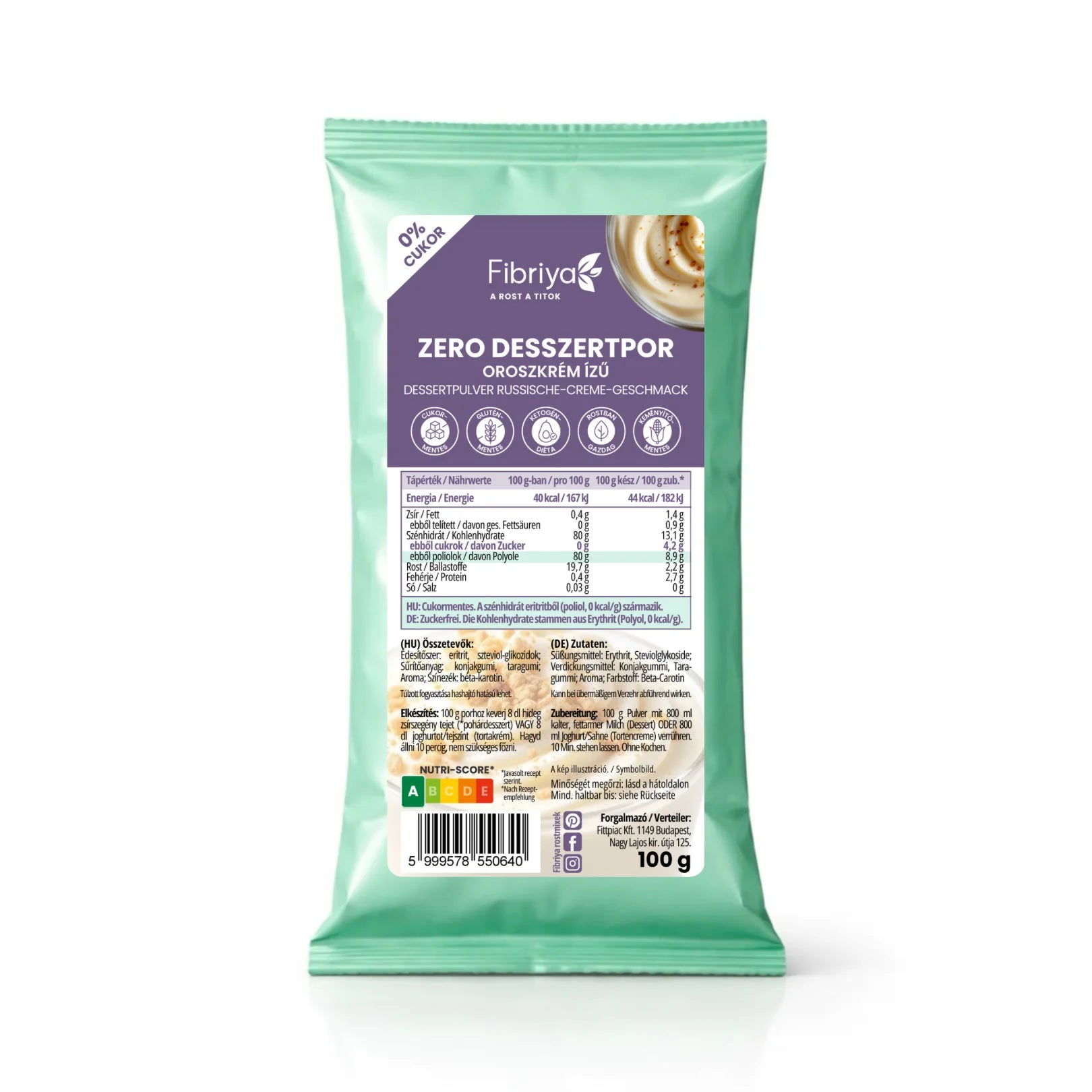 Fibriya Zero Dessertpulver Russische Creme 100g
