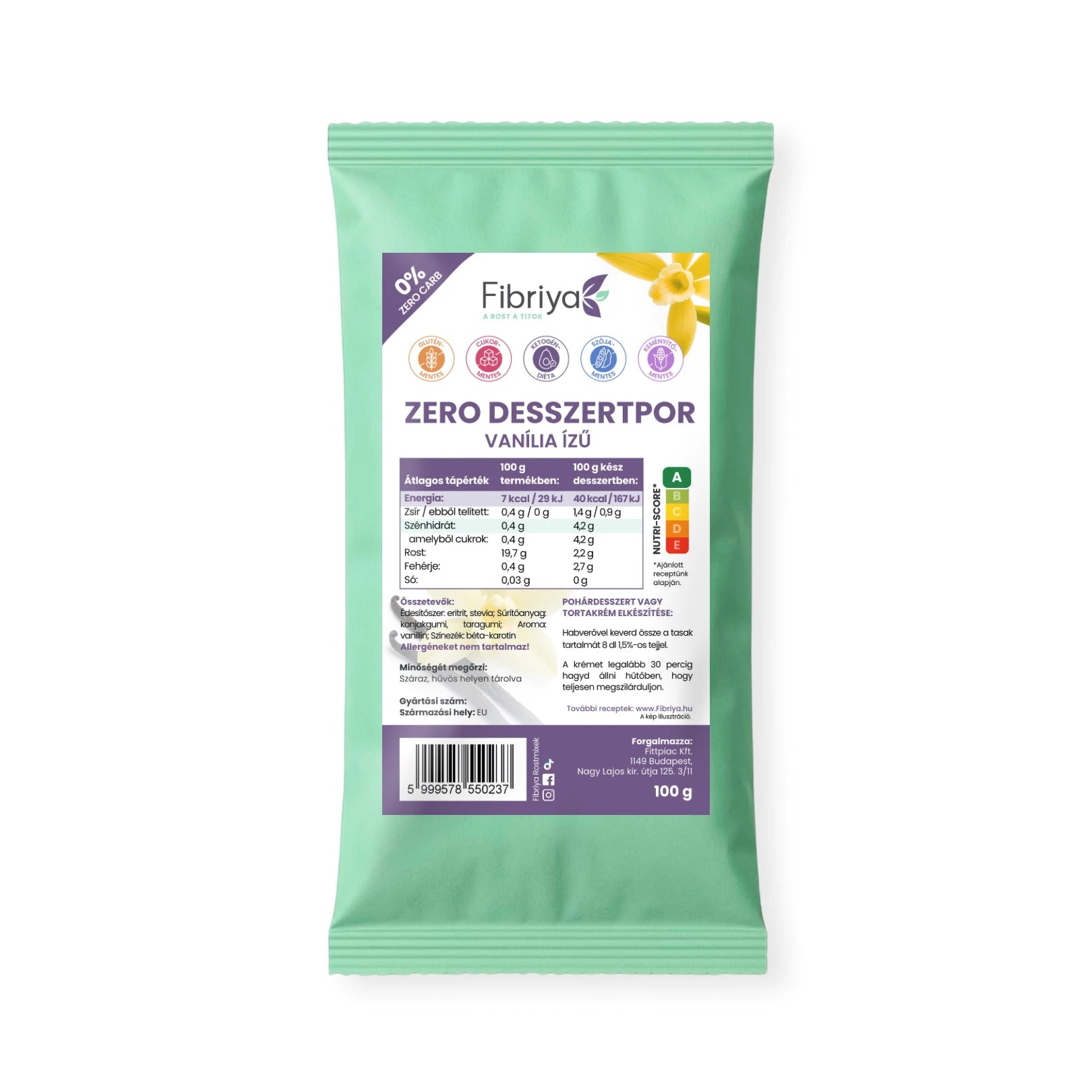 Fibriya Zero Dessertpulver Vanille 100g