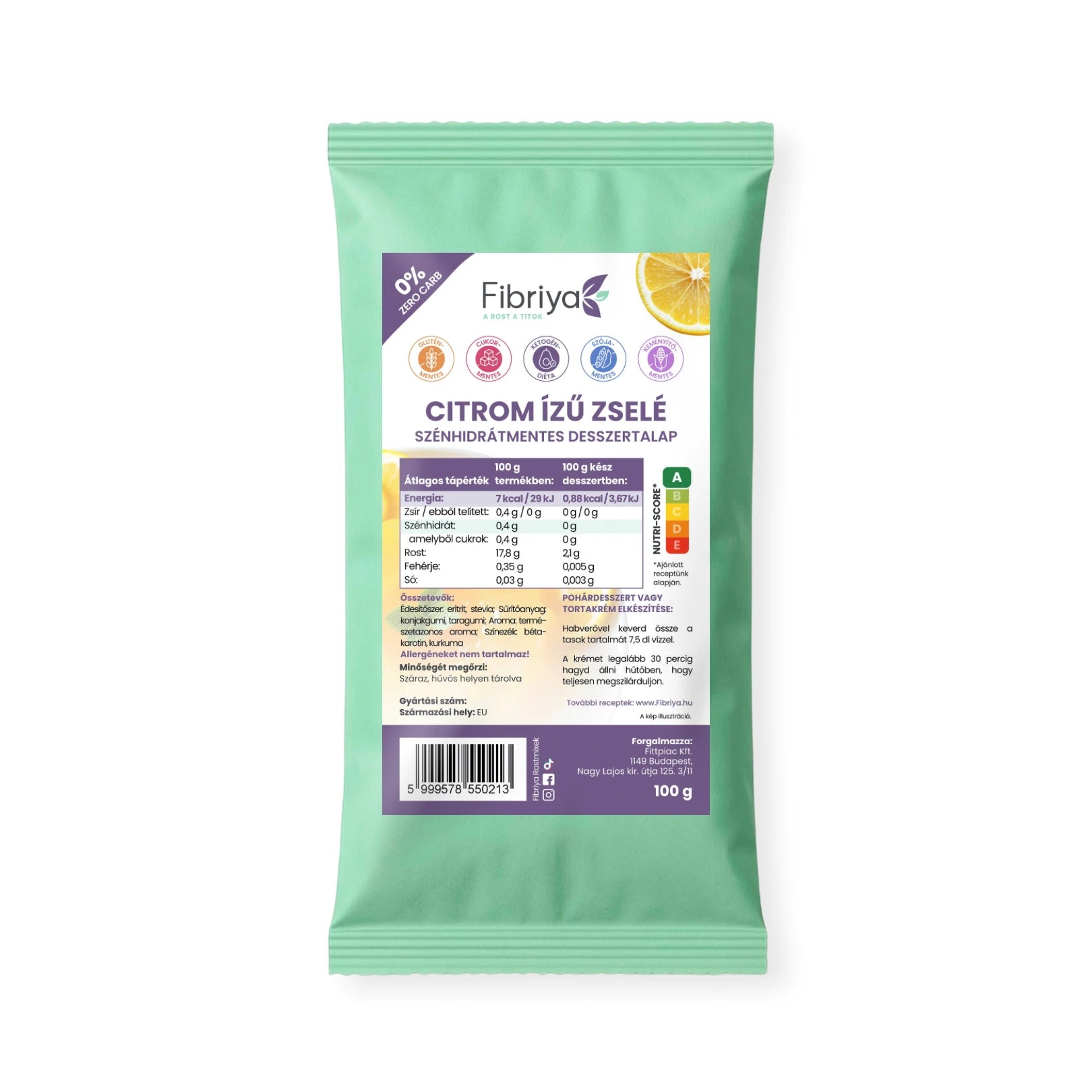 Fibriya Zitronen-Gelee – Kohlenhydratfreie Dessertbasis 100g