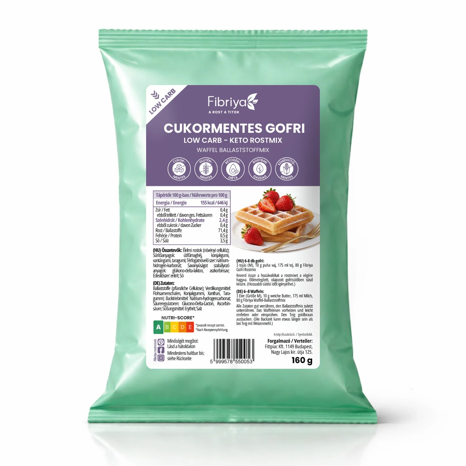 Fibriya vafle bez cukru – nízkosacharidová keto vlákninová zmes 160g
