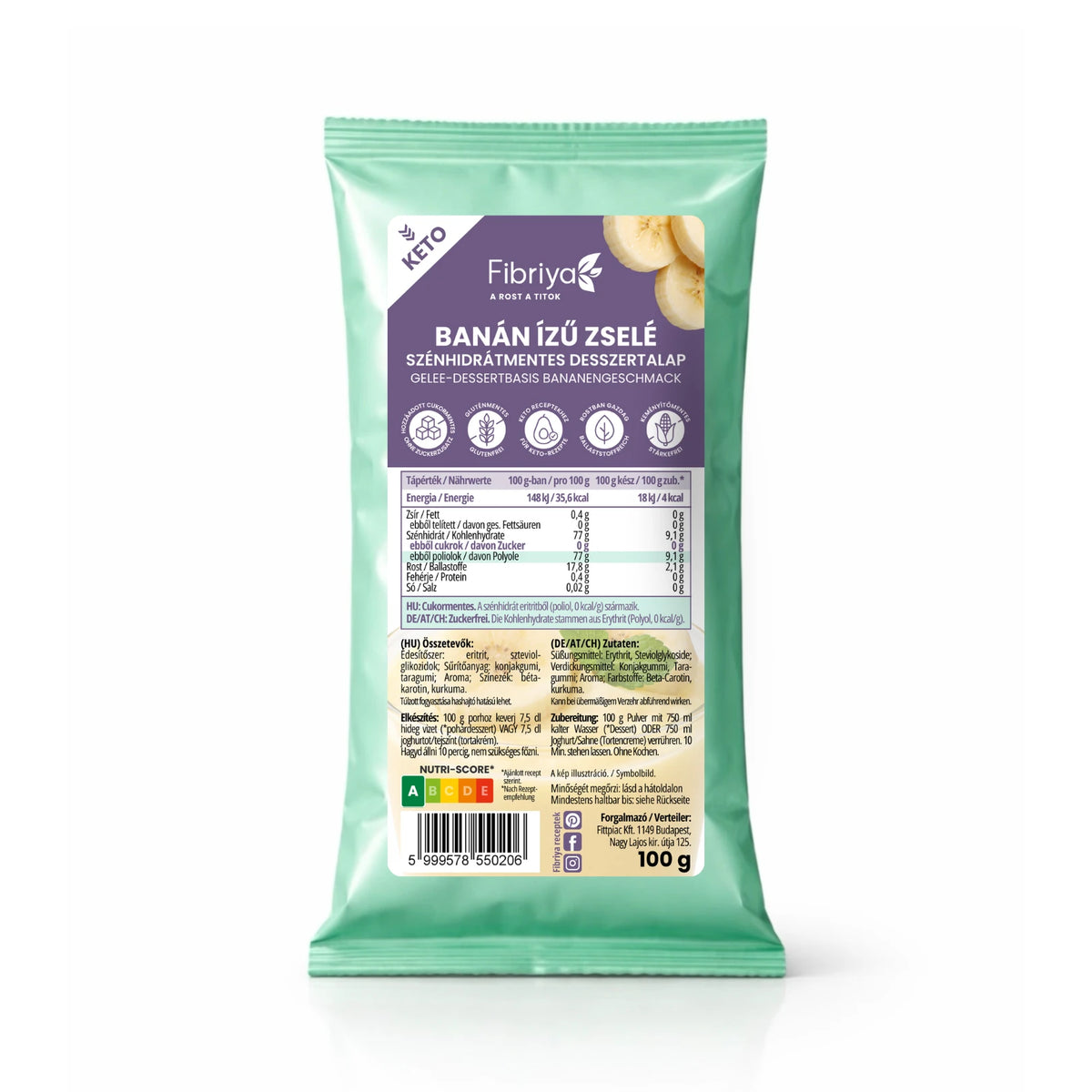 Fibriya Bananen-Gelee – Kohlenhydratfreie Dessertbasis 100g