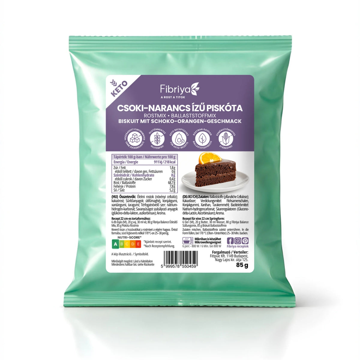 Fibriya Biskuit mit Schoko-Orangen-Geschmack Keto Ballaststoffmix 85g