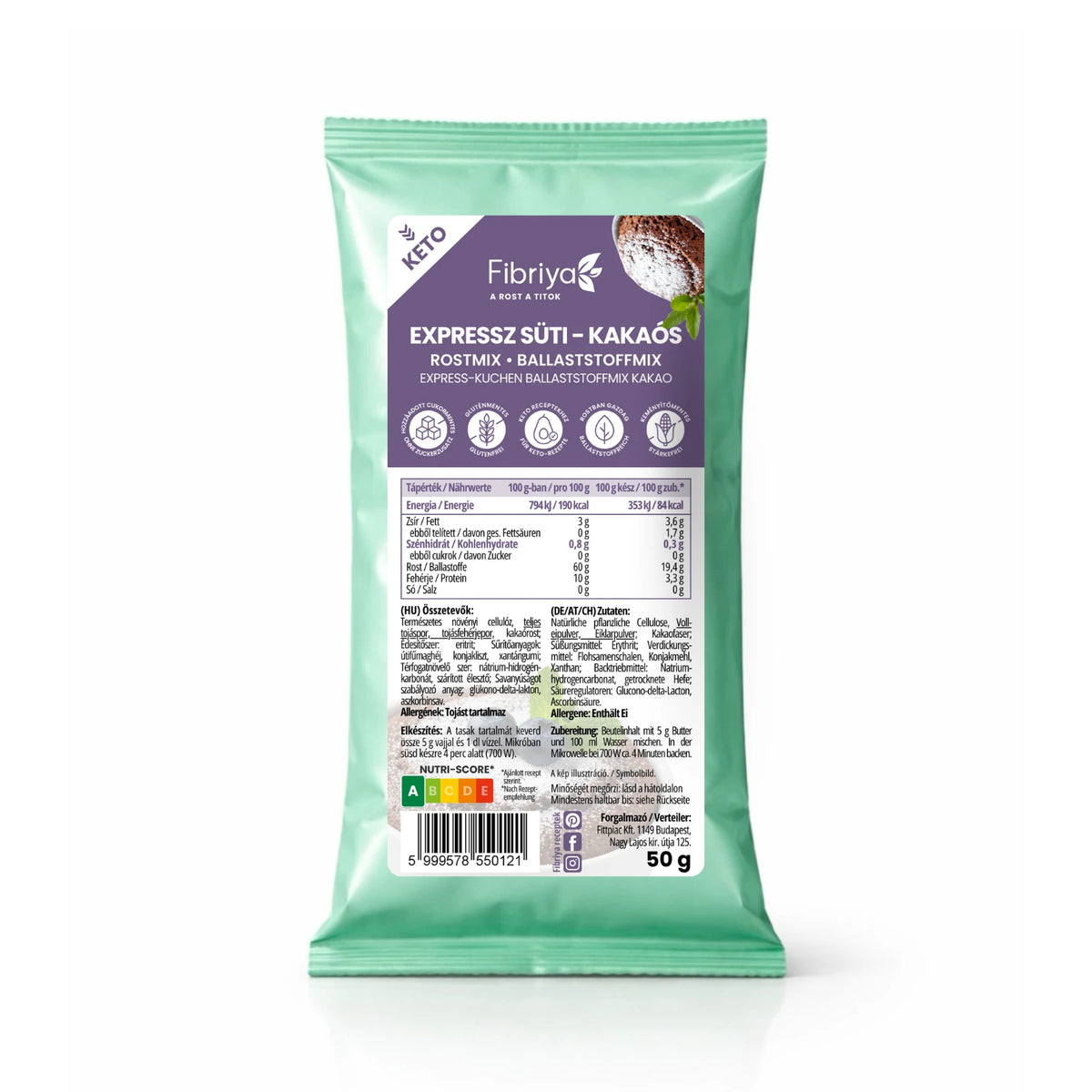 Fibriya Express-Kuchen Ballaststoffmix Kakao 50g