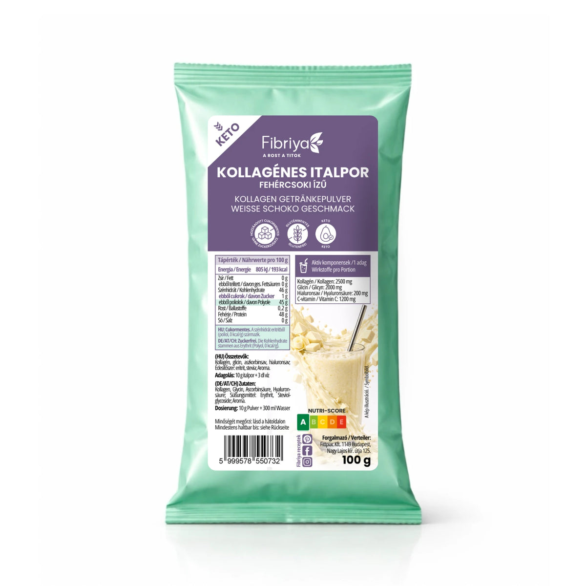 Fibriya Getränkepulver mit Kollagen Weiße-Schoko 100g