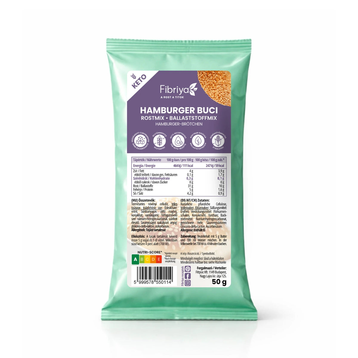 Fibriya Hamburger-Brötchen – Low-Carb Keto Mix 50g