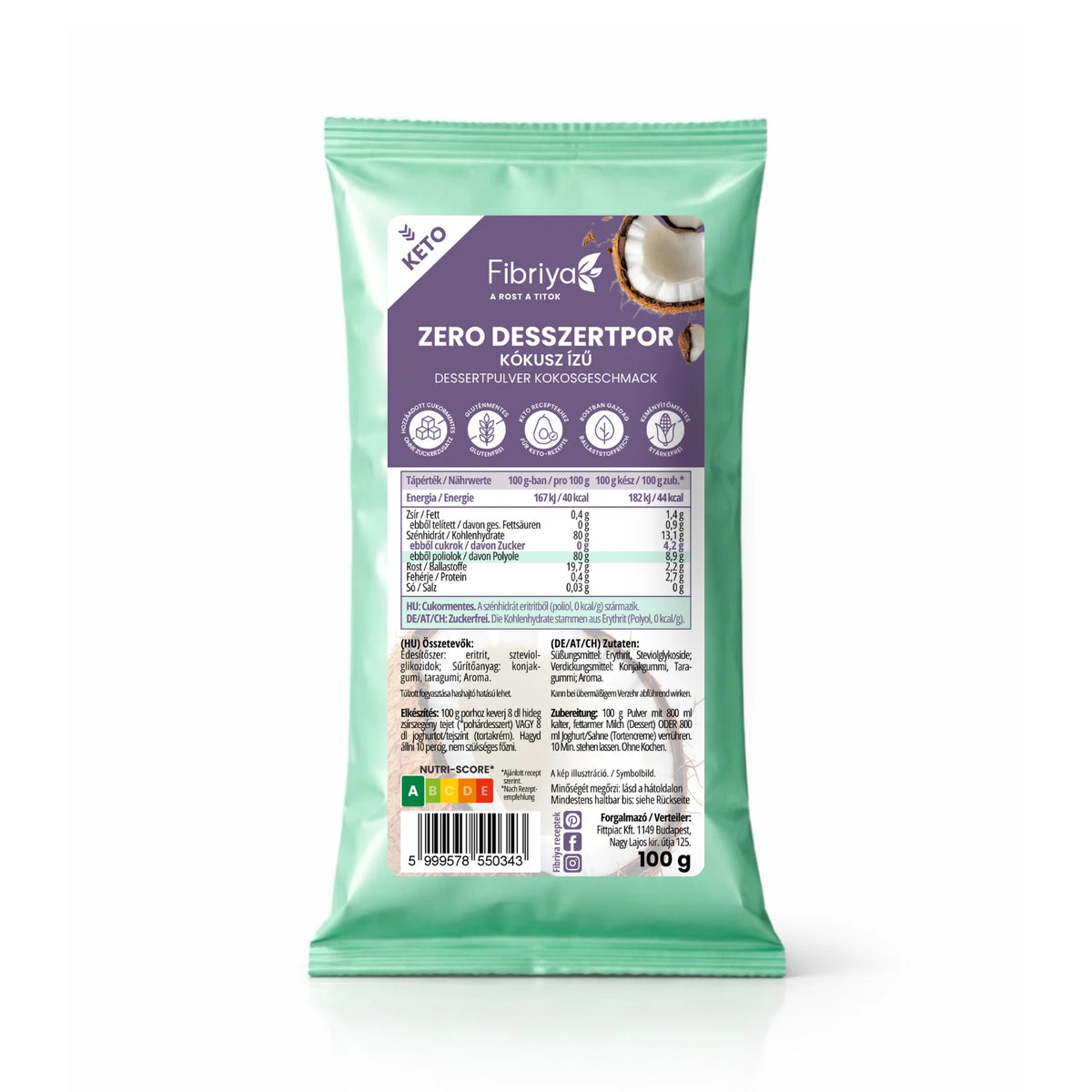 Fibriya Zero Dessertpulver Kokos 100g