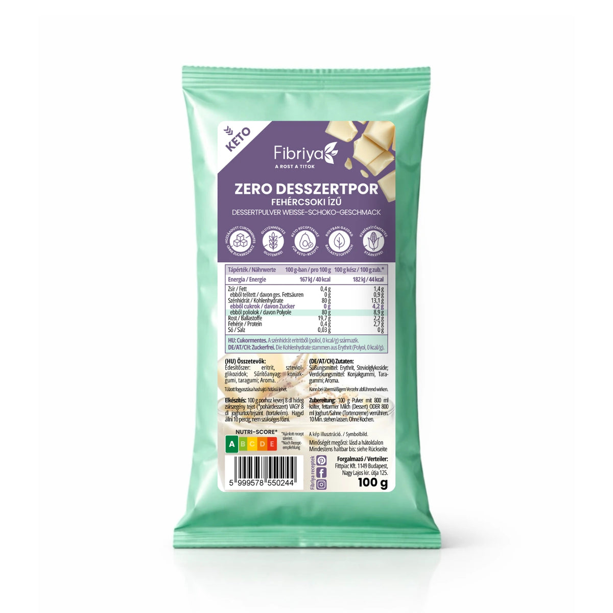 Fibriya Zero Dessertpulver Weiße Schokolade 100g