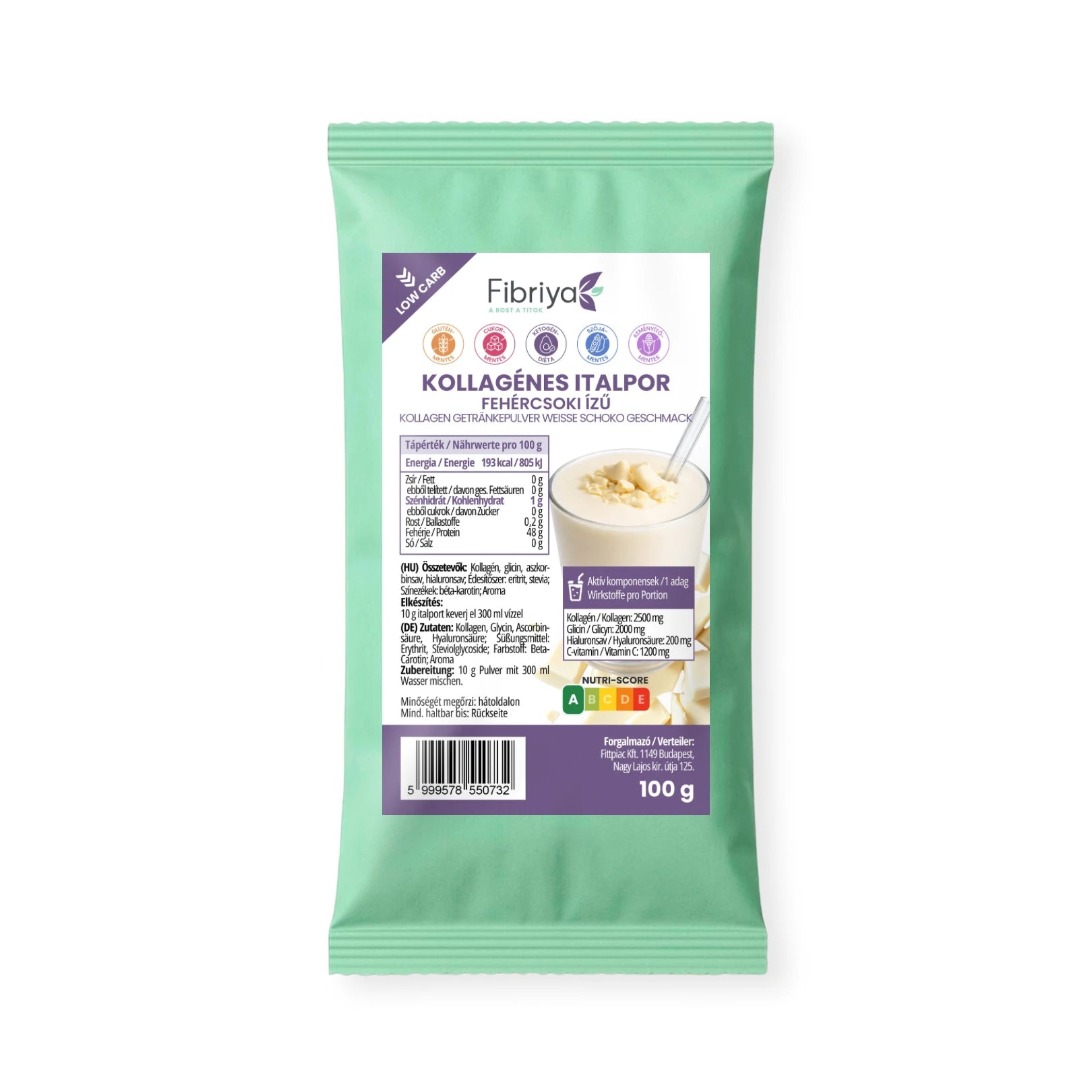 Fibriya nápojový prášok s kolagénom Biela čokoláda 100g