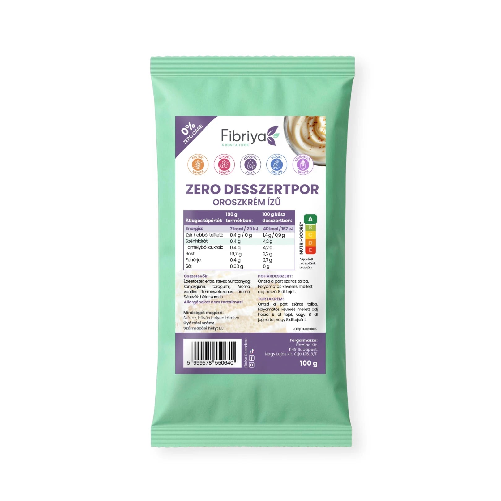 Fibriya Zero Dessertpulver Russische Creme 100g